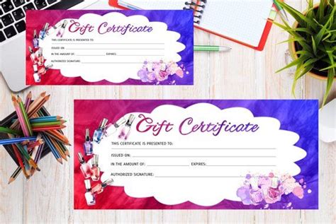 Visit www.nailspadesigns.com/catalog for more nail spa printing templates #nailspadesigns. Nail Polish Printable Gift Certificate, template gift card ...