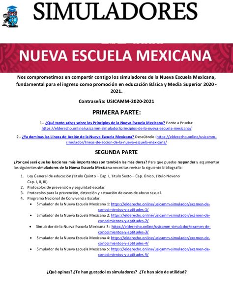 Simuladores De La Nueva Escuela Mexicana 2020 2021 Pdf Docer Ar Hot