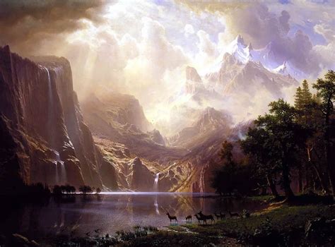 Among The Sierra Nevada Mountains Albert Bierstadt Oil On Canvas