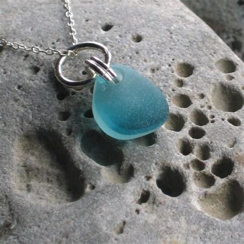 Vibrant Aquamarine Sea Glass Sterling Silver Pendant Necklace Etsy Uk Sea Glass Jewelry