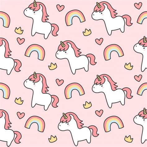 Cute Unicorn And Rainbow Seamless Pattern Background Premium Vector