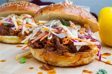 Apple Bbq Pulled Chicken Sandwiches With Apple Slaw