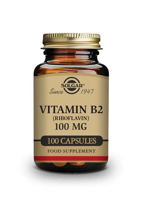 Vitamin B2 Riboflavin 100 Mg Capsule Solgar Natural Balance Since 1993