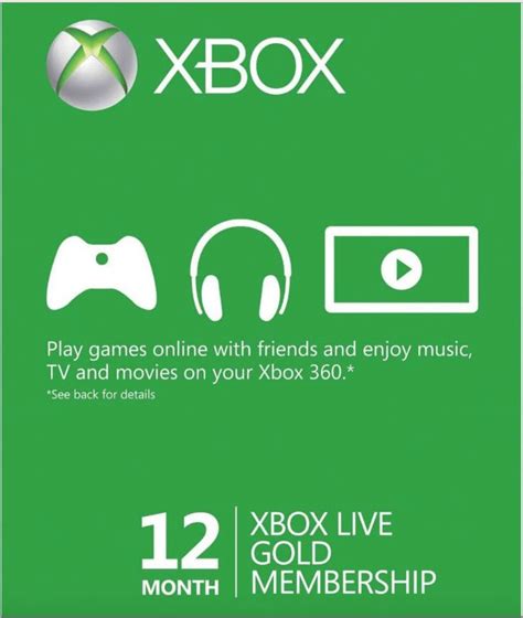 Prepaid Gaming Cards 156597 Microsoft X Box Live 12 Month Gold