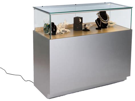 Jewelry Display Counters Tempered Glass W Locking Base