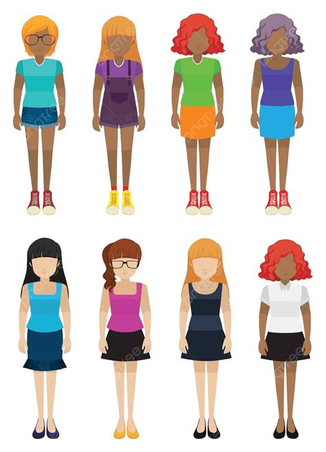 Modelos De Desenhos Animados De Adolescentes De Grupos De Garotas Sem