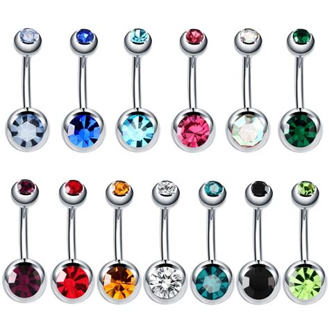1pclot Surgical Steel Belly Bar Piercings Navel Earrings Gemed Goth Belly Button Rings Piercing