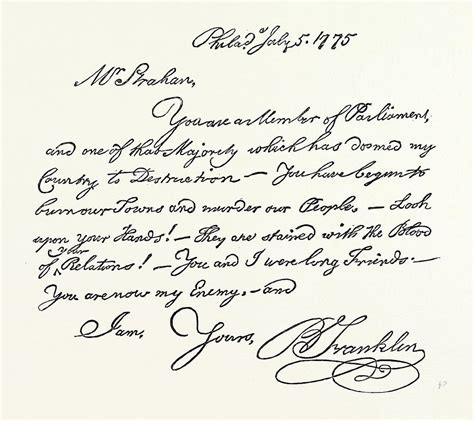 Facsimile Of A Letter From Benjamin Franklin To Mr Drawing By English