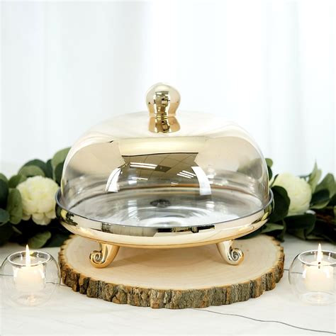 11 Chrome Gold Cake Dome 2 Piece Set 6 In 1 Dome Set Cake Stand