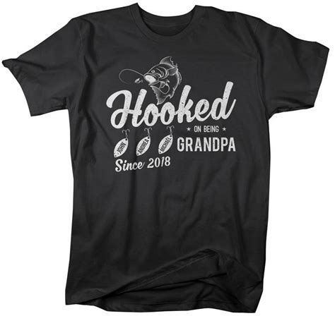 Personalized Grandpa Shirt Hooked On Being Grandpa T Shirt Etsy
