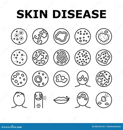 Skin Disease Symptom Collection Icons Set Vector Stock Illustration