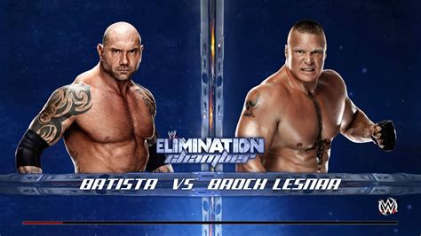 Wwe 2k15 Brock Lesnar Vs Batista Youtube