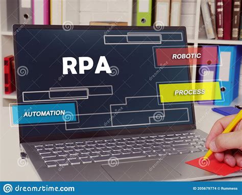 Financial Concept About Rpa Robotic Process Automation With Sign On The