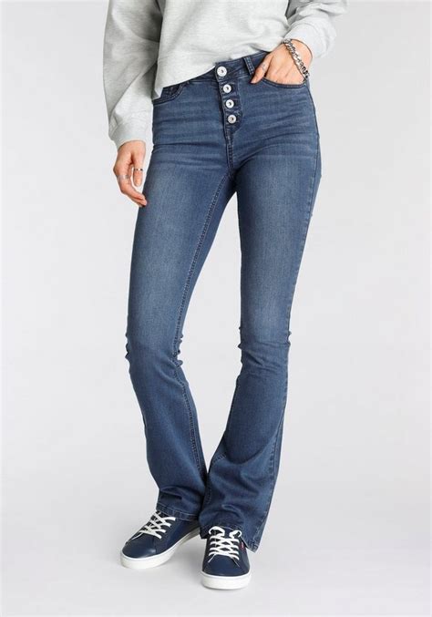 Arizona Bootcut Jeans Ultra Stretch High Waist Mit Durchgehender Knopfleiste