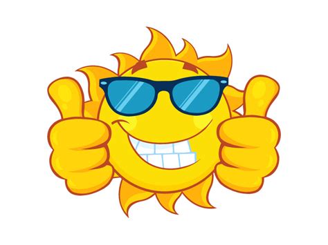 Smiling Sun With Sunglasses Giving A Double Thumbs Up By Hit Toon On