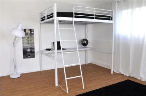 Large gamme et en stock chez vidaxl. Lit mezzanine en métal blanc en 140x190 avec tablette ROCK ...