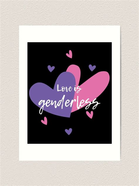 love is genderless lgbt rainbow bi pride flag pan bisexual art print by rzelemenz redbubble