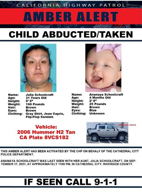 Amber Alert Resolved In Riverside And San Bernardino Counties After Missing 4 Month Old Girl Is