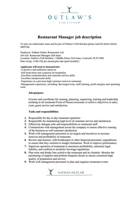 Corporate bankers provide advice to commercial and private clients about a variety of financial matters, as well as promoting financial services/products to help these clients run their operations. Sample Restaurant Manager Job Description Template ...
