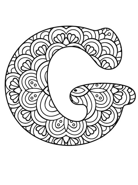 Mandala Alphabet Letter G Coloring Page Download Print Or Color