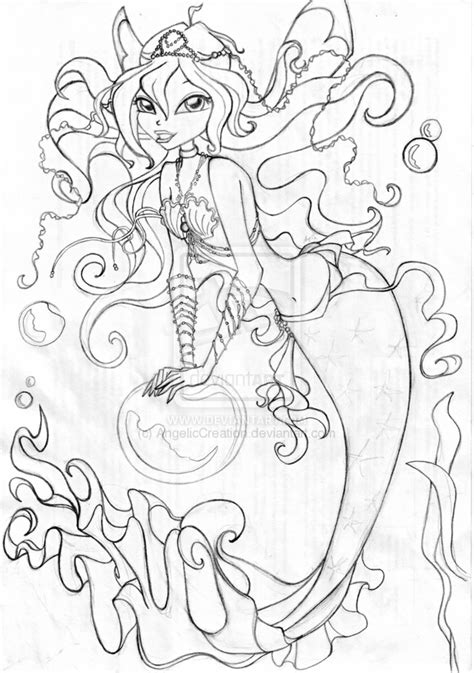 Anime Mermaid Coloring Pages At Free Printable