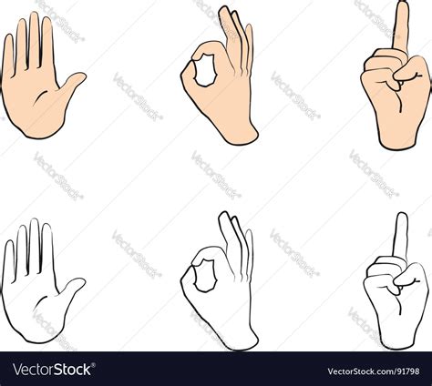 Set Of Hand Signs Royalty Free Vector Image Vectorstock