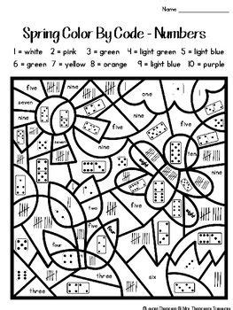 spring color  code  grade spring coloring pages coloring pages math  kids