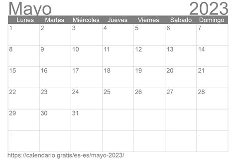 Calendario Mayo 2023 De España En Español ☑️ Calendariogratis