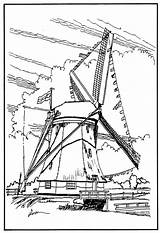 Coloring Windmills Windmill Molen Colouring Holland Fun Kleurplaten Windmolens sketch template