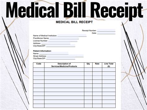 Medical Bill Receipt Medical Bill Receipt Forms Medical Bill Receipt