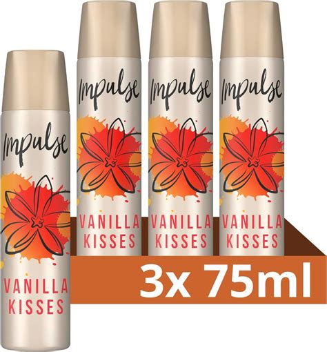 3 X Impulse Vanilla Besos Desodorante Spray Cada 75ml Desodorante