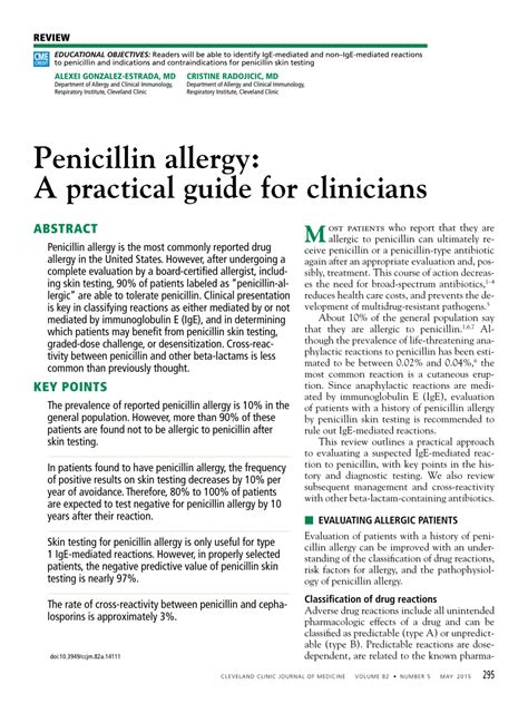 Pdf Penicillin Allergy A Practical Guide For Clinicians