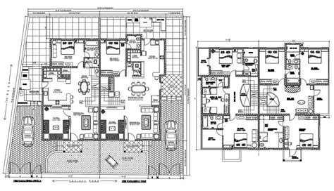 Download Twin House Plans Cadbull