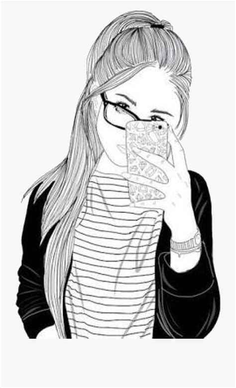 Mirrorselfie Girl Freetoedit Girl With Glasses Drawing Transparent
