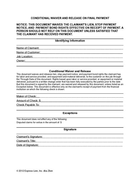 Alabama Final Conditional Lien Waiver Form Free Template