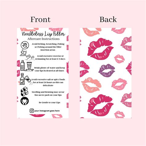 Lip Filler Aftercare Card With Your Instagram Info Etsy Uk