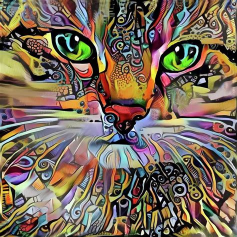 Sadie The Colorful Abstract Cat By Peggy Collins Fine Art Prints And