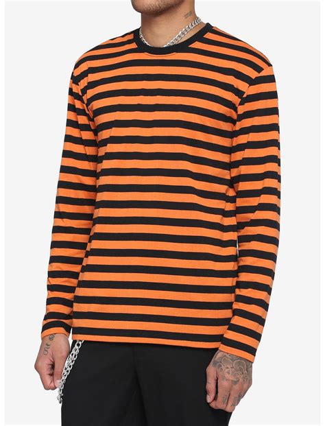 Orange And Black Stripe Long Sleeve T Shirt Hot Topic