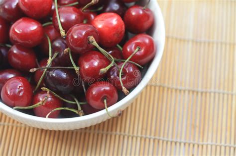 A Bowl Filled With Fresh Cherries Stock Photo Image Of Fruity Fresh