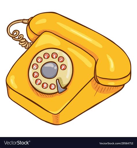 Cartoon Yellow Retro Style Rotary Phone Royalty Free Vector