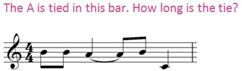 In music notation, a tie is a curved line connecting the heads of two notes of the same pitch, indicating that they are to be played as a single note with a duration equal to the sum of the individual notes' values. Music Theory ties and dots - how to determine length of notes