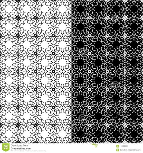 Black And White Geometric Prints Set Of Seamless Patterns Stock Vector