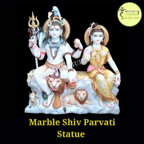 multicolor traditional marble shiv parvati statue for worship size 12 inch to 48 inch at rs
