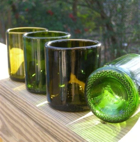 4 Recycled Wine Bottle Glasses Mixed Set Etsy Wine Bottle Glasses Reuse Wine Bottles