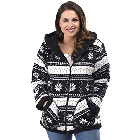 Trailcrest Ladies Smart Plush Sherpa Lined Hooded Sweater Jacket Zip