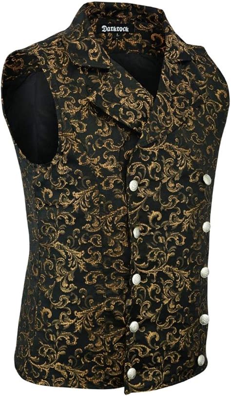 Stylish Mens Damask Tapestry Double Breasted Vest Waistcoat Gothic