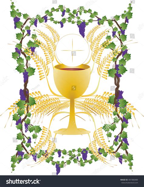 Eucharist Symbols Bread Wine Chalice Host Stock Vector 401980489