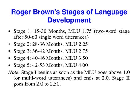 Roger Browns 1973 First Language Development Study And Mlu Ppt