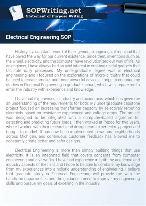 Help With Statement Of Purpose Electrical Engineering
