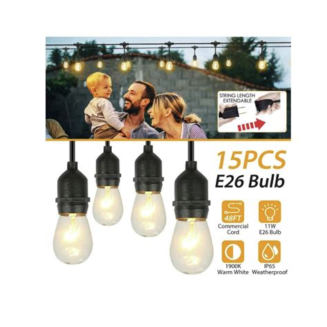 48ft Outdoor Garden Led Waterproof String Lights End To End Connectabl